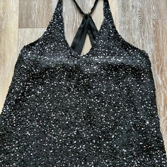 Black sequin Eileen Fisher dress, size L - Picture 3 of 7